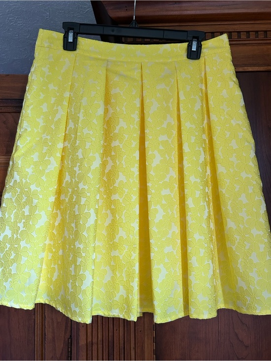 Halogen Dresses & Skirts - Halogen® × Atlantic-Pacific Jacquard Pleat Skirt, Medium, YELLOW LIGHT